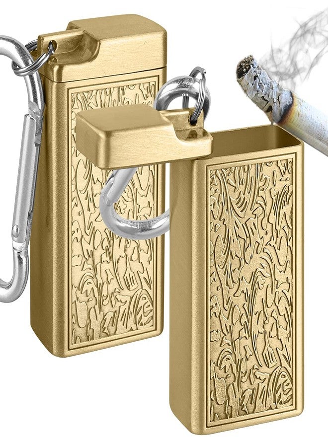 Linkidea 2 Pack Metal Ashtray with Lid, Small Outdoor Portable Cigarettes Cigars Ashtray for Travelling, Camping, Picnic, Indoor Auto, Home, Sand, Car, Patio (Gold) - Image 1